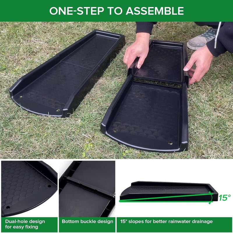 Ogutter Splash Blocks for Gutters Downspouts, 24" Downspout Extensions for Rain Water Drainage, Thickened Gutter Splash Guard with Fixing Piles(2 Pack, Black) - Image 3